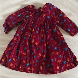 Floral Red Burgundy Corduroy Baby Dress